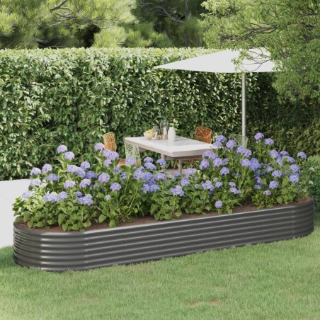 vidaXL Hochbeet Pulverbeschichteter Stahl 322x100x36 cm Grau