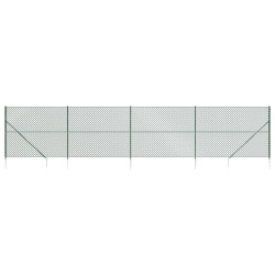 vidaXL Maschendrahtzaun mit Bodenhülsen Grün 1,8x10 m