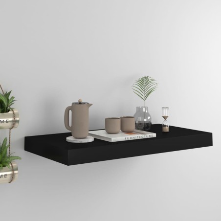 vidaXL Schwebendes Wandregal Schwarz 50x23x3,8 cm MDF