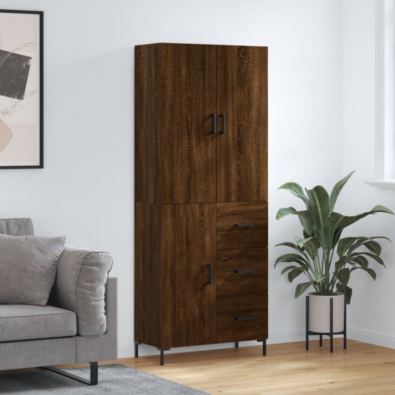 Highboard Braun Eichen-Optik 69,5x34x180 cm Holzwerkstoff Highboard Braun Eichen-Optik 69,5x34x180 cm Holzwerkstoff