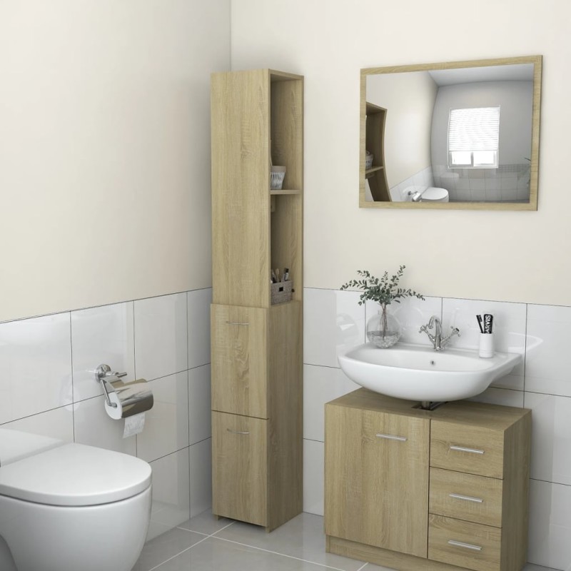 vidaXL Badschrank Sonoma-Eiche 25x26,5x170 cm Holzwerkstoff vidaXL Badschrank Sonoma-Eiche 25x26,5x170 cm Holzwerkstoff