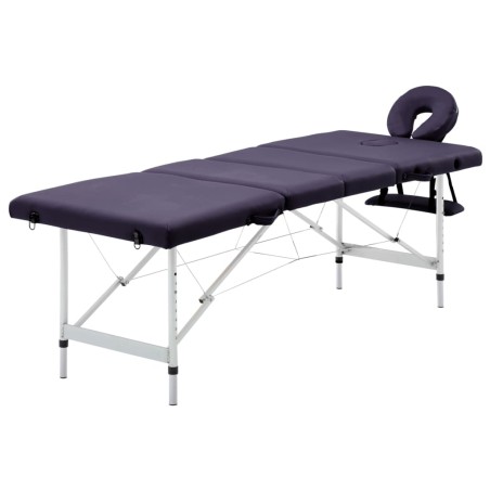 Massagetisch Klappbar 4 Zonen Aluminium Lila