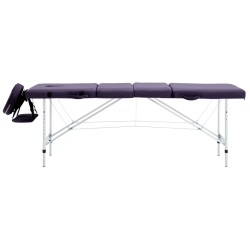 Massagetisch Klappbar 4 Zonen Aluminium Lila