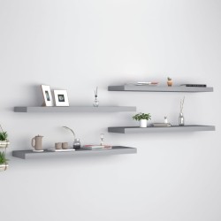 vidaXL Schwebende Wandregale 4 Stk. Grau 90x23,5x3,8cm MDF