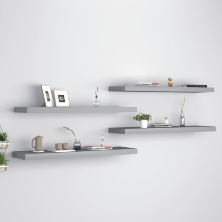 vidaXL Schwebende Wandregale 4 Stk. Grau 90x23,5x3,8cm MDF