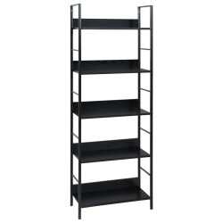 vidaXL Bücherregal 5 Regalböden Schwarz 60x27,6x158,5 cm Holzwerkstoff