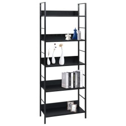 vidaXL Bücherregal 5 Regalböden Schwarz 60x27,6x158,5 cm Holzwerkstoff