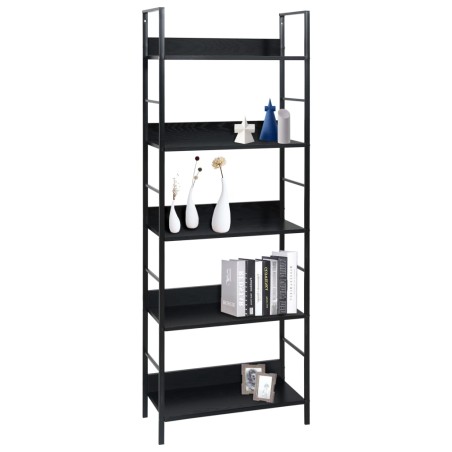 vidaXL Bücherregal 5 Regalböden Schwarz 60x27,6x158,5 cm Holzwerkstoff