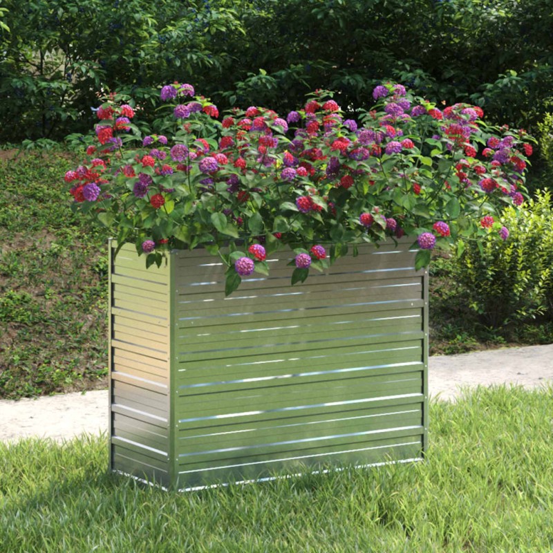 vidaXL Garten-Hochbeet 100x40x77 cm Verzinkter Stahl Silber vidaXL Garten-Hochbeet 100x40x77 cm Verzinkter Stahl Silber