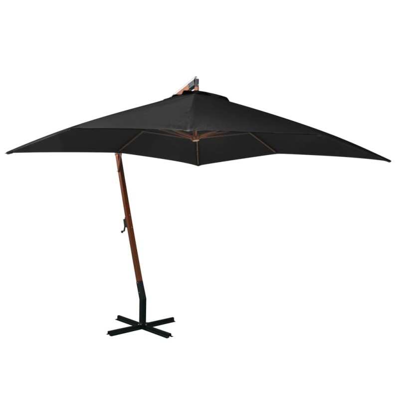 vidaXL Ampelschirm mit Mast Schwarz 3x3 m Massivholz Tanne vidaXL Ampelschirm mit Mast Schwarz 3x3 m Massivholz Tanne