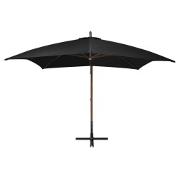 vidaXL Ampelschirm mit Mast Schwarz 3x3 m Massivholz Tanne