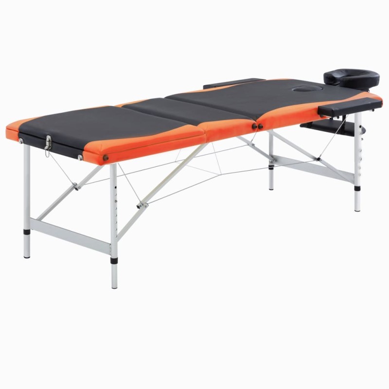 vidaXL Massagetisch Klappbar 3 Zonen Aluminium Schwarz und Orange vidaXL Massagetisch Klappbar 3 Zonen Aluminium Schwarz und Orange