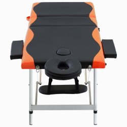 vidaXL Massagetisch Klappbar 3 Zonen Aluminium Schwarz und Orange
