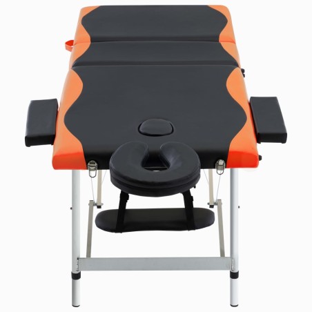 vidaXL Massagetisch Klappbar 3 Zonen Aluminium Schwarz und Orange