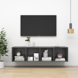 vidaXL TV-Wandschrank Hochglanz-Grau 37x37x142,5 cm Holzwerkstoff