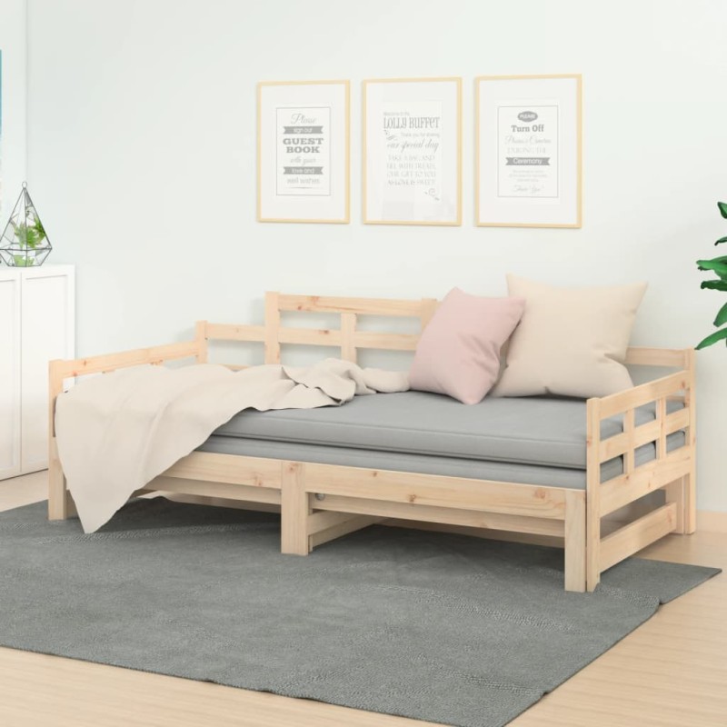 vidaXL Tagesbett Ausziehbar Massivholz Kiefer 2x(80x200) cm vidaXL Tagesbett Ausziehbar Massivholz Kiefer 2x(80x200) cm
