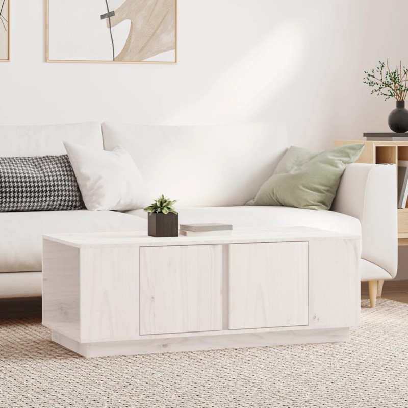 vidaXL Couchtisch Weiß 110x50x40 cm Massivholz Kiefer vidaXL Couchtisch Weiß 110x50x40 cm Massivholz Kiefer