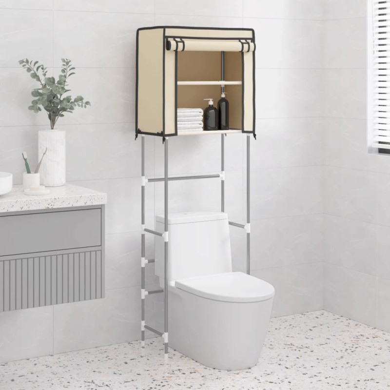 vidaXL Toilettenregal 2 Ablagen Creme 56x30x170 cm Eisen vidaXL Toilettenregal 2 Ablagen Creme 56x30x170 cm Eisen