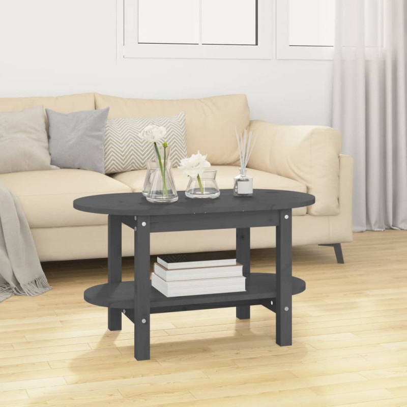vidaXL Couchtisch Grau 80x45x45 cm Massivholz Kiefer vidaXL Couchtisch Grau 80x45x45 cm Massivholz Kiefer