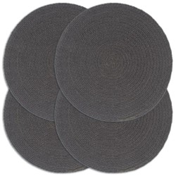 vidaXL Tischsets 4 Stk. Uni Dunkelgrau 38 cm Rund Baumwolle 