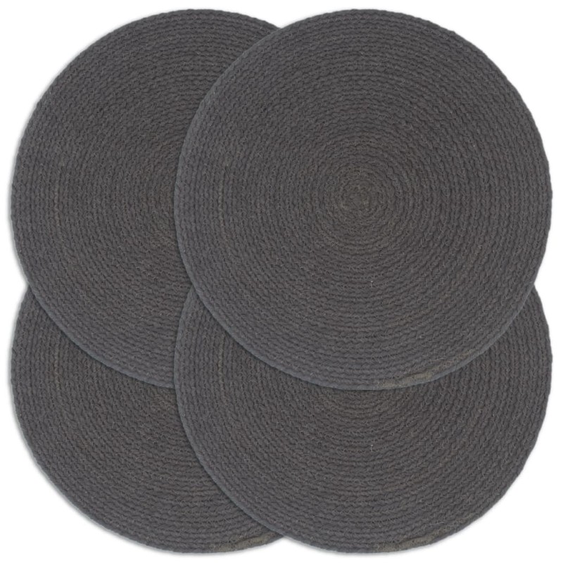 vidaXL Tischsets 4 Stk. Uni Dunkelgrau 38 cm Rund Baumwolle vidaXL Tischsets 4 Stk. Uni Dunkelgrau 38 cm Rund Baumwolle