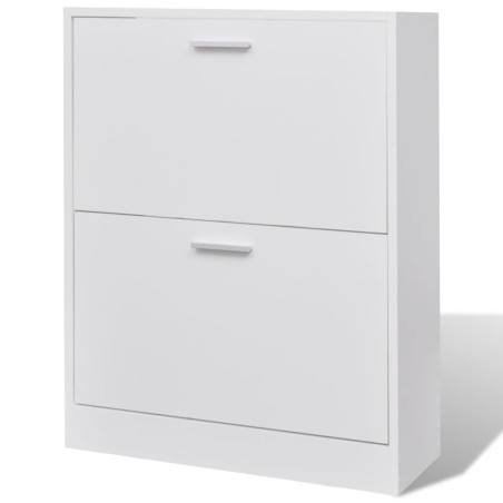 Weißer Holz-Schuhschrank mit 2 Schuhkippern