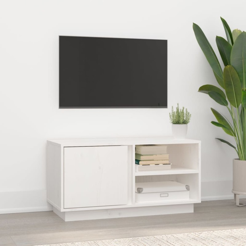 vidaXL TV-Schrank Weiß 80x35x40,5 cm Massivholz Kiefer vidaXL TV-Schrank Weiß 80x35x40,5 cm Massivholz Kiefer