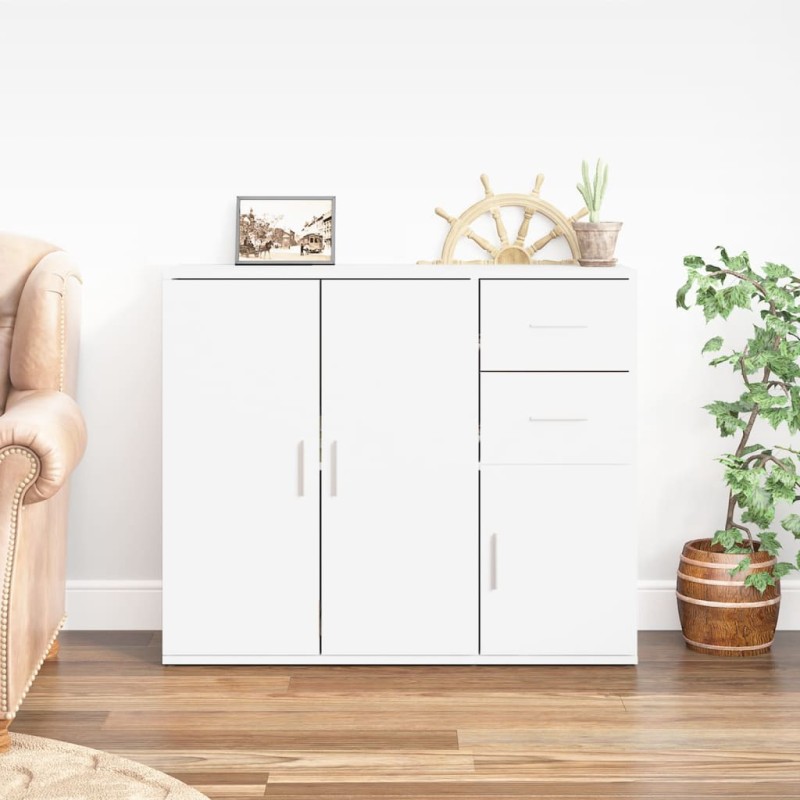 vidaXL Sideboard Hochglanz-Weiß 91x29,5x75 cm Holzwerkstoff vidaXL Sideboard Hochglanz-Weiß 91x29,5x75 cm Holzwerkstoff
