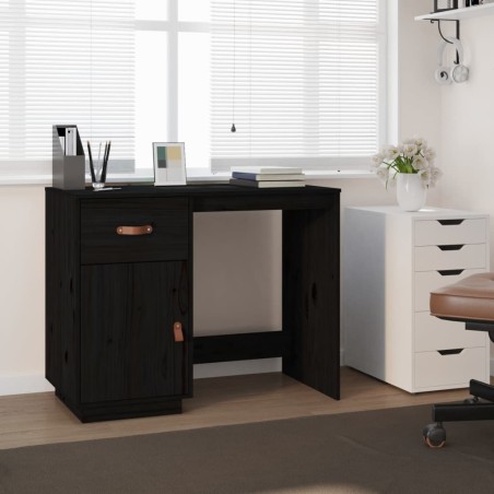 vidaXL Schreibtisch Schwarz 95x50x75cm Massivholz Kiefer