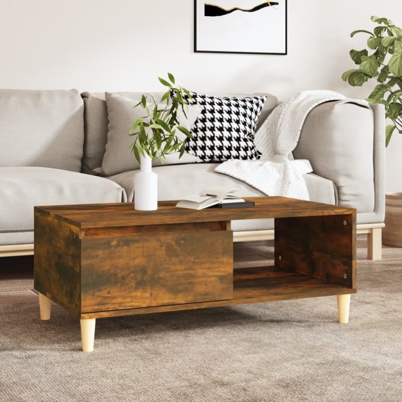vidaXL Couchtisch Räuchereiche 90x50x36,5 cm Holzwerkstoff