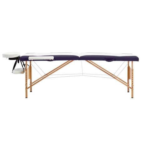 vidaXL Massageliege Klappbar 2-Zonen mit Holzgestell Weiß und Lila