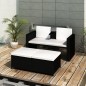 vidaXL 4-tlg. Garten-Lounge-Set mit Auflagen Poly Rattan Schwarz vidaXL 4-tlg. Garten-Lounge-Set mit Auflagen Poly Rattan Schwarz