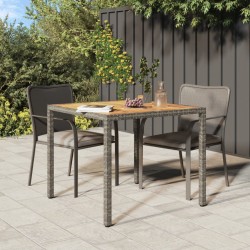 vidaXL Gartentisch 90x90x75 cm Poly Rattan und Akazienholz Grau