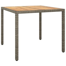 vidaXL Gartentisch 90x90x75 cm Poly Rattan und Akazienholz Grau
