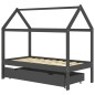 vidaXL Kinderbett mit Schublade Dunkelgrau Massivholz Kiefer 80x160 cm vidaXL Kinderbett mit Schublade Dunkelgrau Massivholz Kiefer 80x160 cm