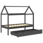 vidaXL Kinderbett mit Schublade Dunkelgrau Massivholz Kiefer 80x160 cm vidaXL Kinderbett mit Schublade Dunkelgrau Massivholz Kiefer 80x160 cm
