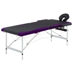 Massageliege Klappbar 2-Zonen Aluminiumgestell Schwarz und Lila