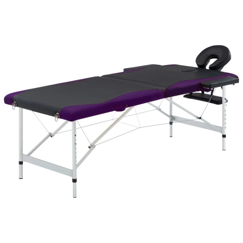 Massageliege Klappbar 2-Zonen Aluminiumgestell Schwarz und Lila Massageliege Klappbar 2-Zonen Aluminiumgestell Schwarz und Lila
