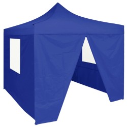 vidaXL Profi-Partyzelt Faltbar mit 4 Seitenwänden 2×2m Stahl Blau