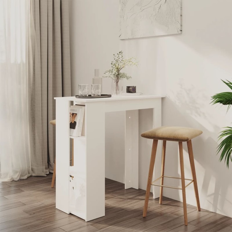 vidaXL Bartisch mit Regal Weiß 102x50x103,5 cm Holzwerkstoff vidaXL Bartisch mit Regal Weiß 102x50x103,5 cm Holzwerkstoff