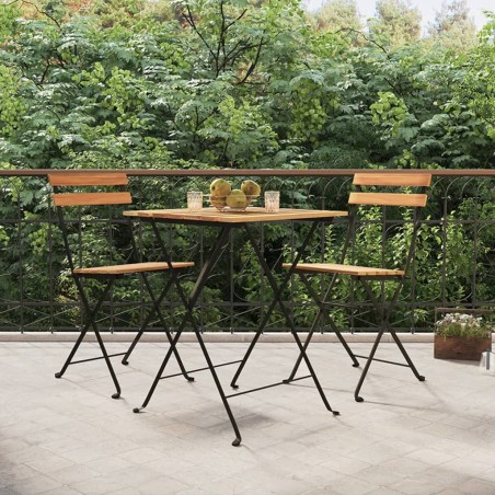 vidaXL Bistrostühle Klappbar 2 Stk. Massivholz Teak und Stahl