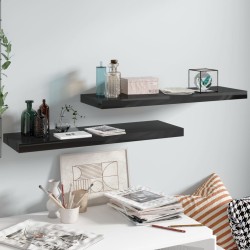 vidaXL Wandregale Schwebend 2 Stk. Hochglanz-Schwarz 80x23,5x3,8cm MDF