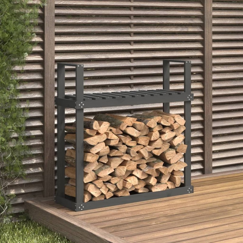 vidaXL Kaminholzregal Grau 110x35x108,5 cm Massivholz Kiefer vidaXL Kaminholzregal Grau 110x35x108,5 cm Massivholz Kiefer