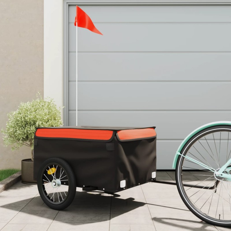 Lastenanhänger Schwarz und Orange 45 kg Eisen Lastenanhänger Schwarz und Orange 45 kg Eisen