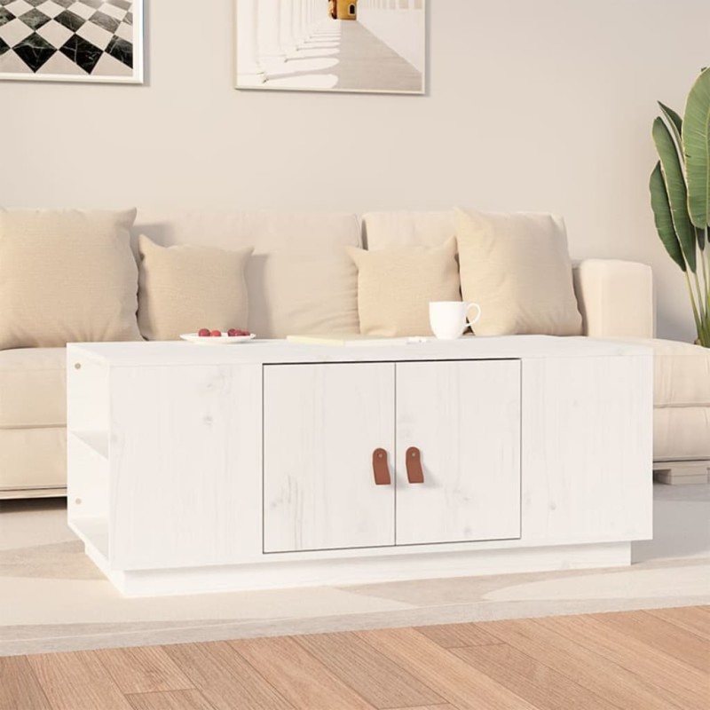 vidaXL Couchtisch Weiß 100x50x41 cm Massivholz Kiefer vidaXL Couchtisch Weiß 100x50x41 cm Massivholz Kiefer