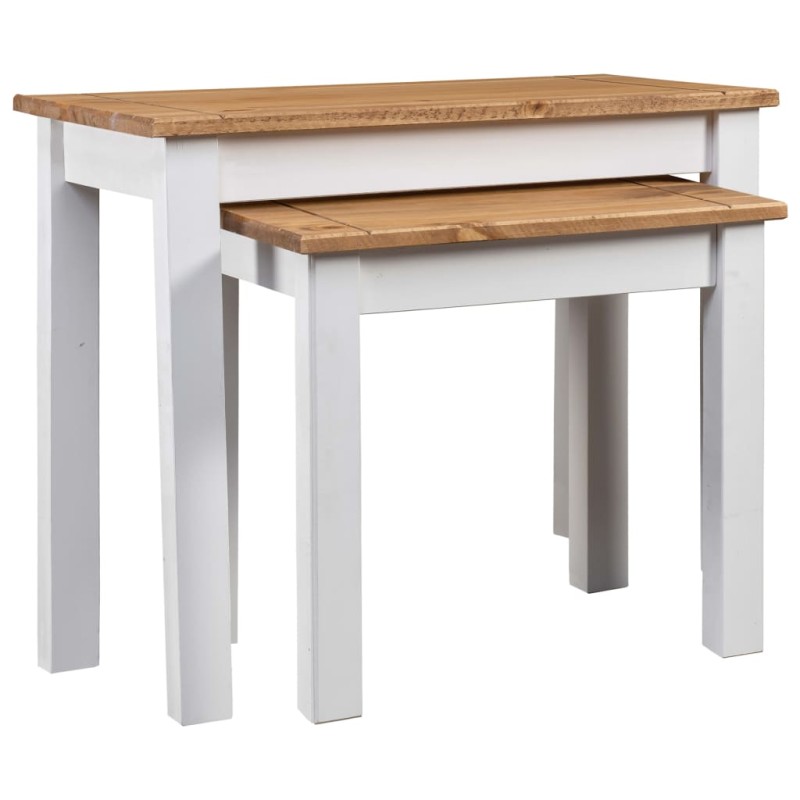 vidaXL Satztische 2 Stk. Weiß Massivholz Panama-Kiefer vidaXL Satztische 2 Stk. Weiß Massivholz Panama-Kiefer