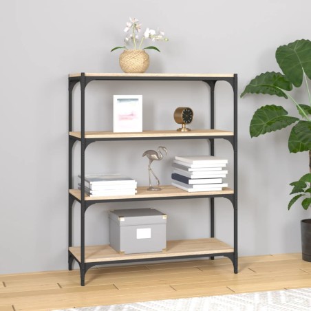 vidaXL Bücherregal Sonoma-Eiche 80x33x100 cm Holzwerkstoff und Stahl