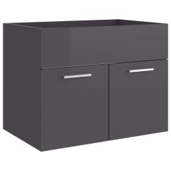 vidaXL Waschbeckenunterschrank Hochglanz-Grau 60x38,5x46cm