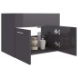 vidaXL Waschbeckenunterschrank Hochglanz-Grau 60x38,5x46cm vidaXL Waschbeckenunterschrank Hochglanz-Grau 60x38,5x46cm