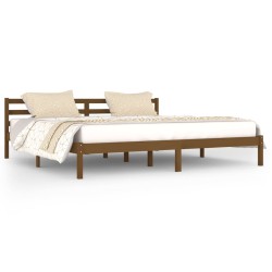 vidaXL Massivholzbett Kiefer 200x200 cm Honigbraun